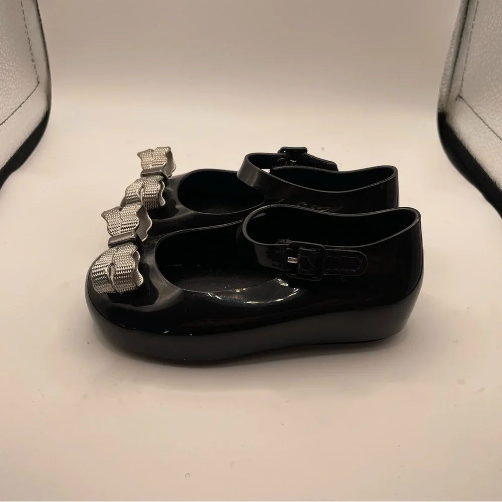 Mini Melissa girls black jelly flats size 7C